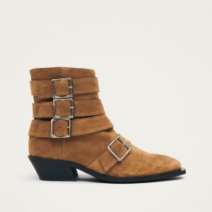 Eras Suede Tan Leather Ankle Boots