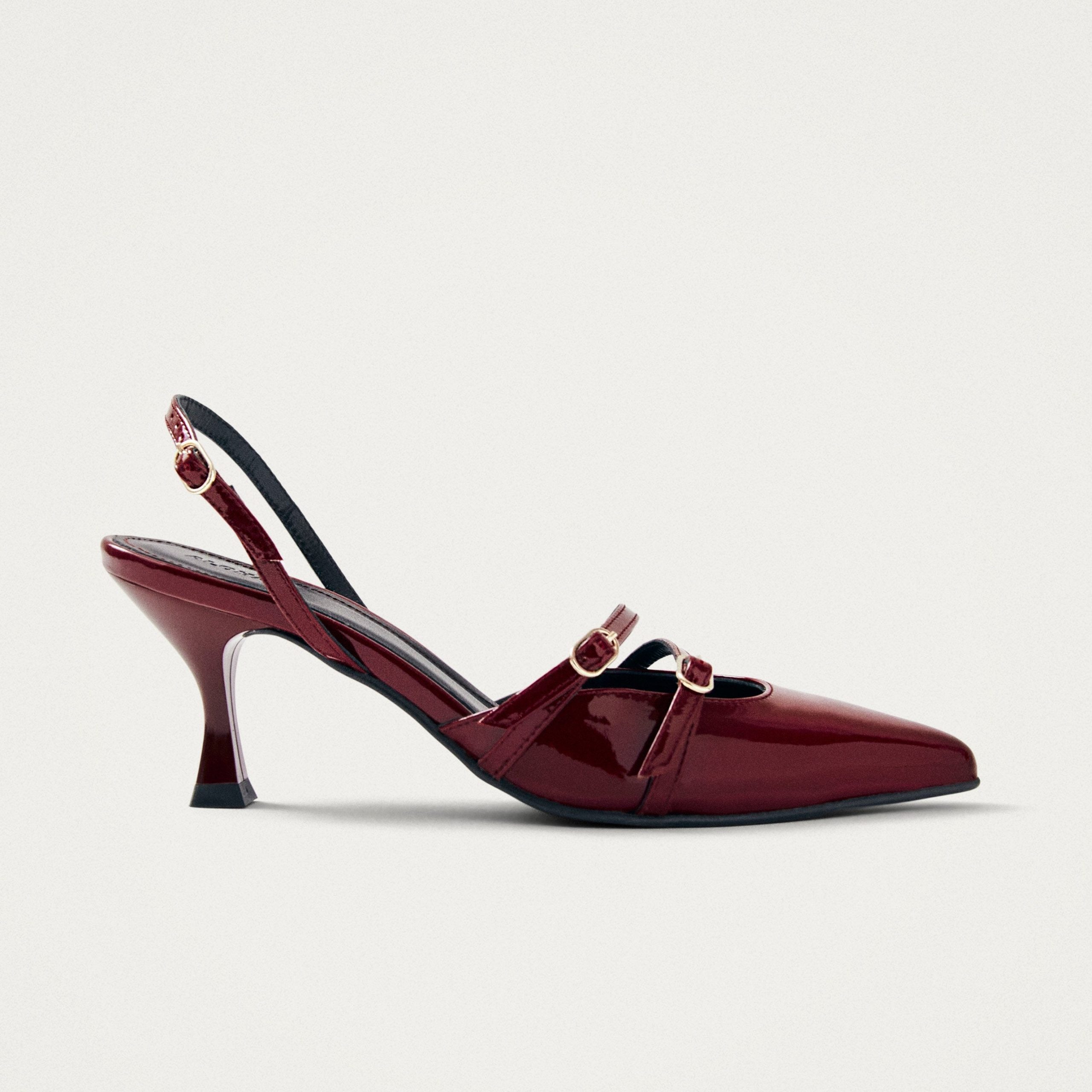 Joelle Burgundy Patent Leather Pumps - Image 3