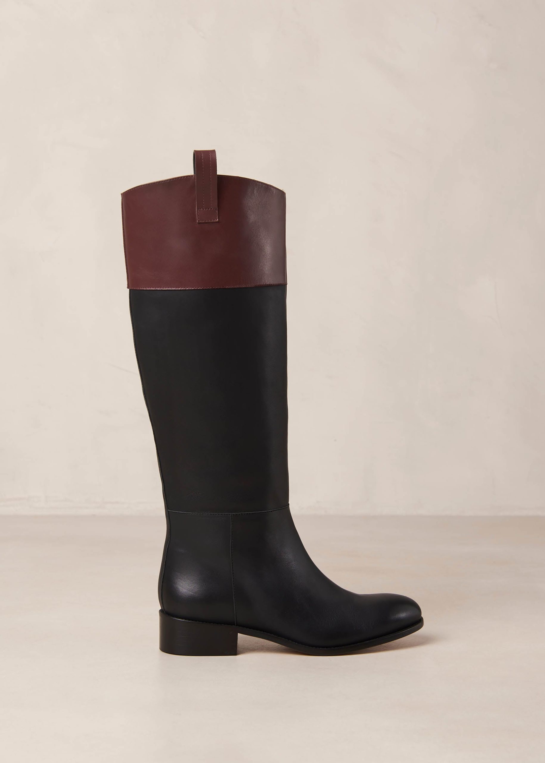 Billie Bicolor Black Burgundy Leather Boots - Image 8