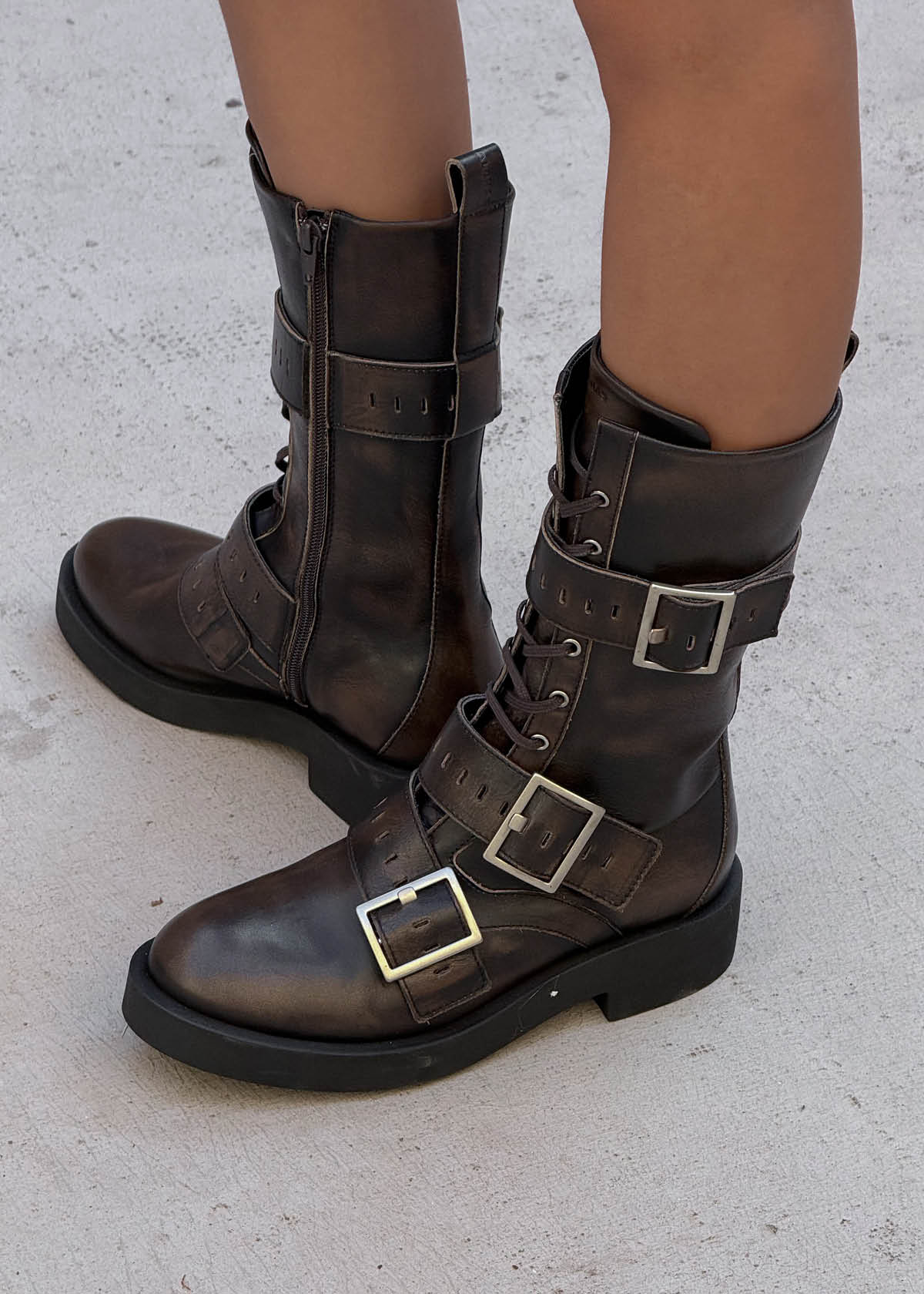 Avril Brushed Brown Leather Ankle Boots - Image 2