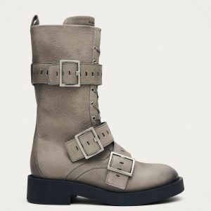 Avril Vintage Grey Leather Ankle Boots