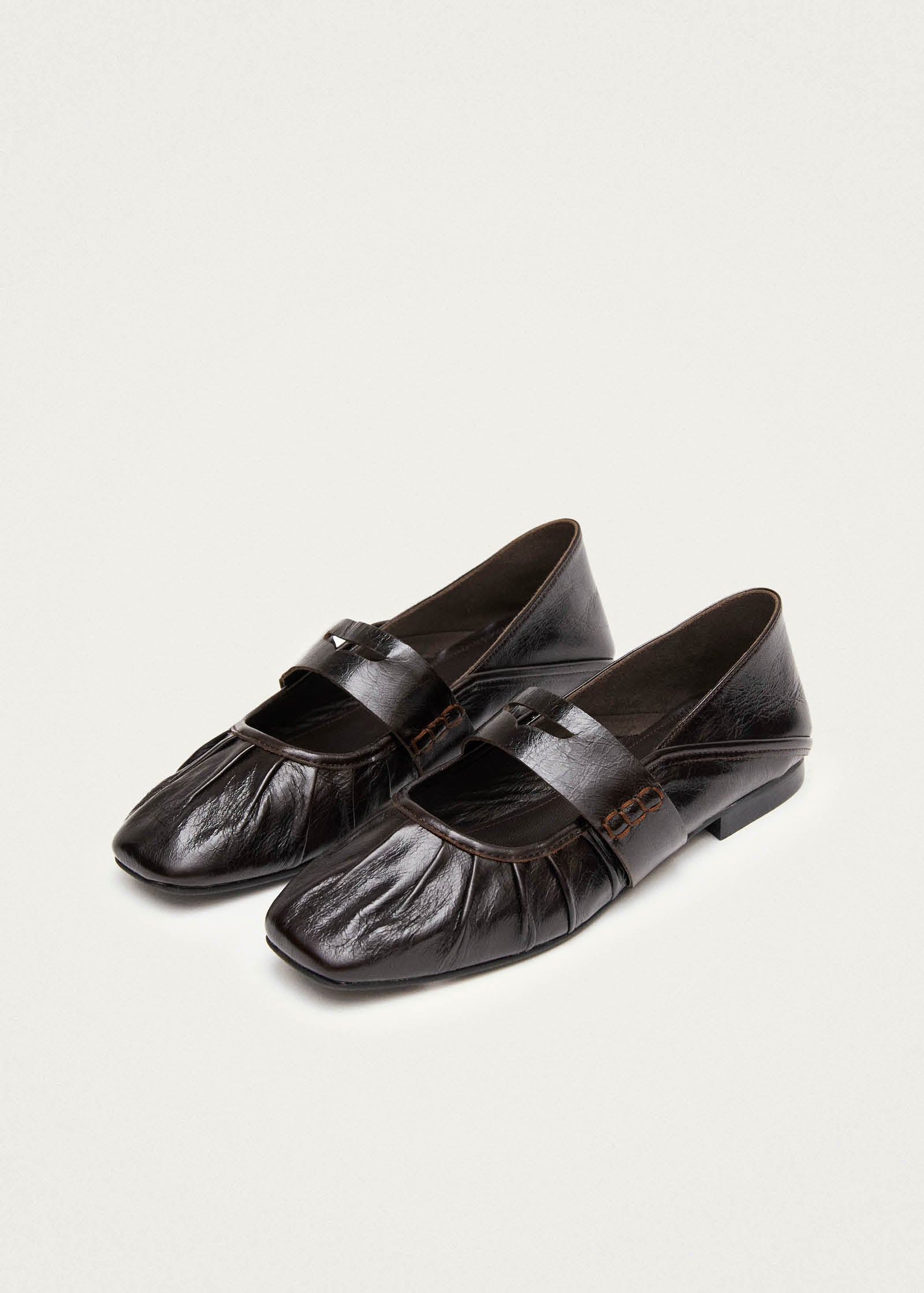 Bargo Brown Leather Ballet Flats - Image 2