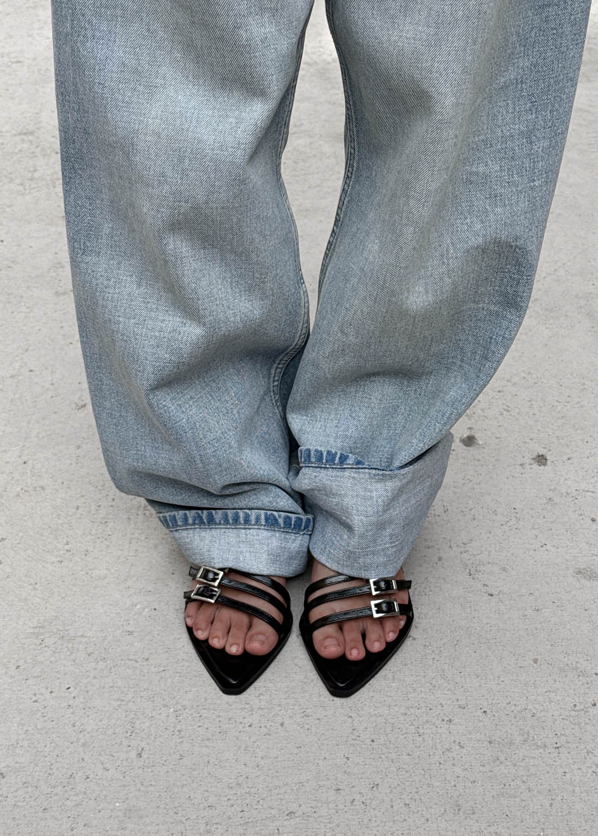 Britney Black Leather Sandals - Image 2