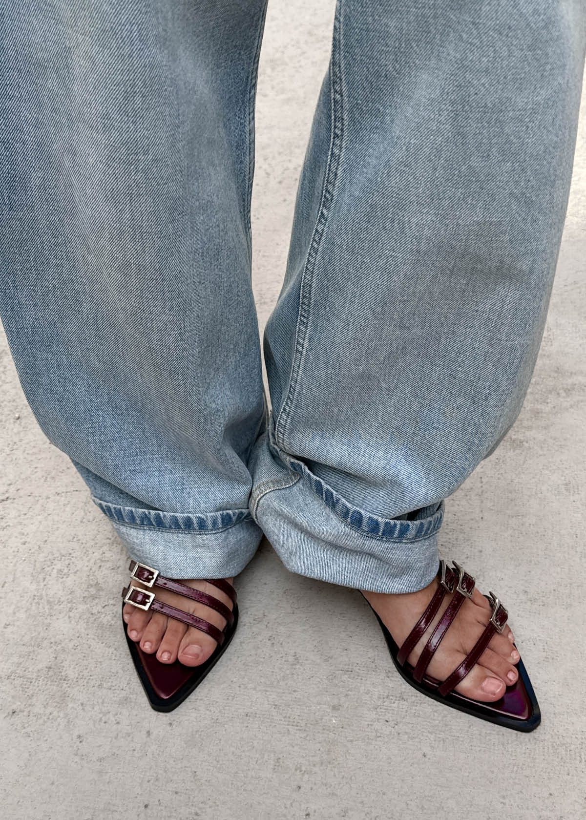 Britney Burgundy Leather Sandals - Image 2