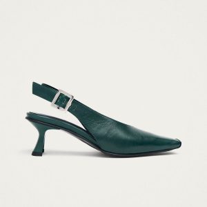 Cendra Rift Dark Green Leather Pumps