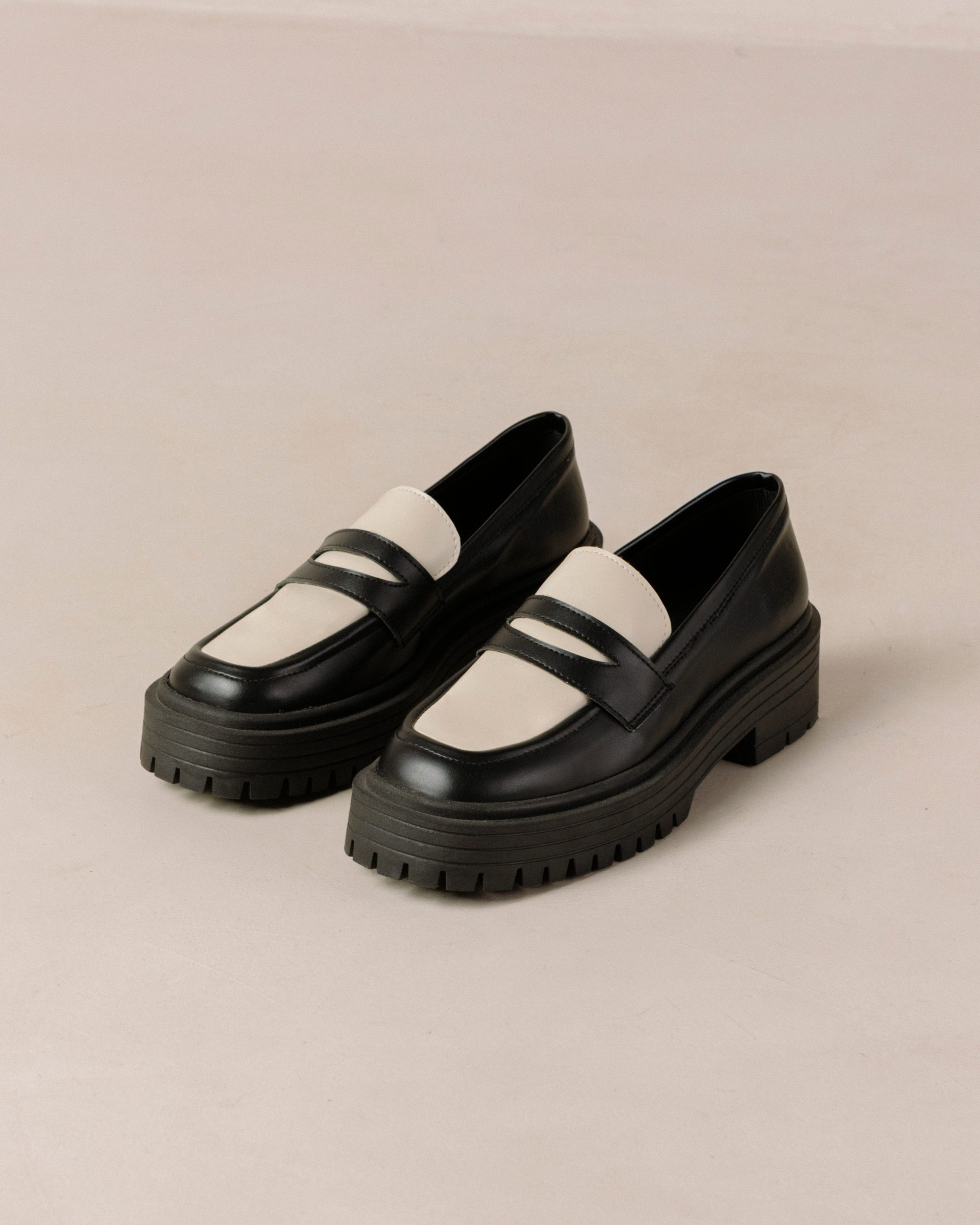 Mask Bicolor Black Vegan Leather Loafers - Image 7