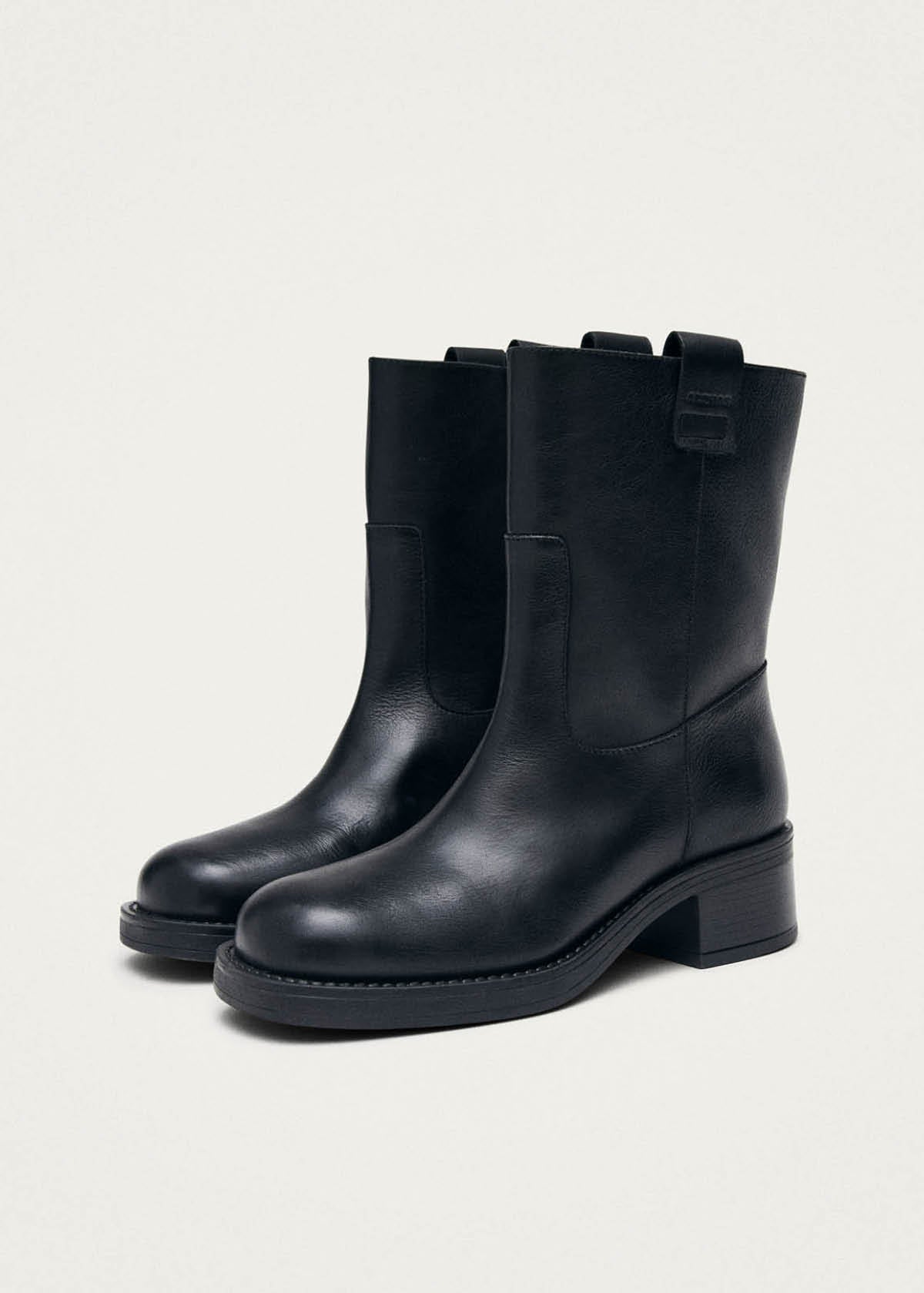 Rajan Brushed Black Leather Boots - Image 4