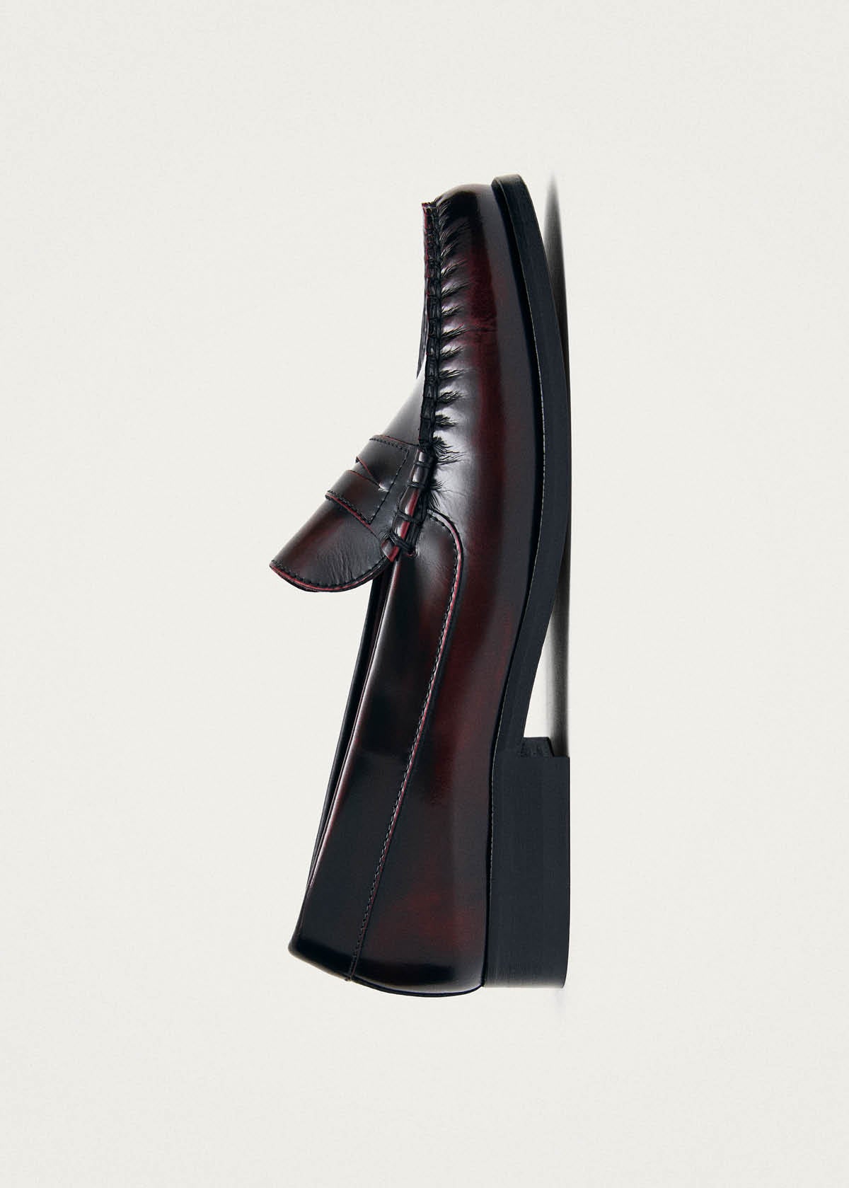 Rivet Brushed Burgundy Leather Loafers - Image 4