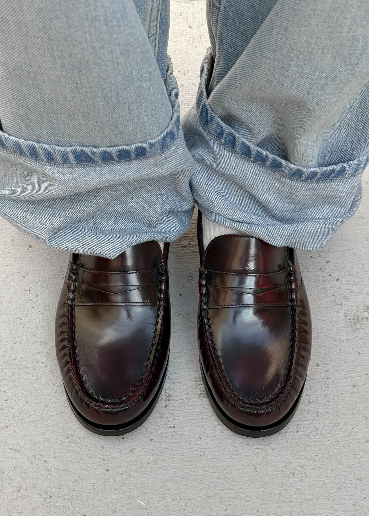 Rivet Brushed Burgundy Leather Loafers - Image 2