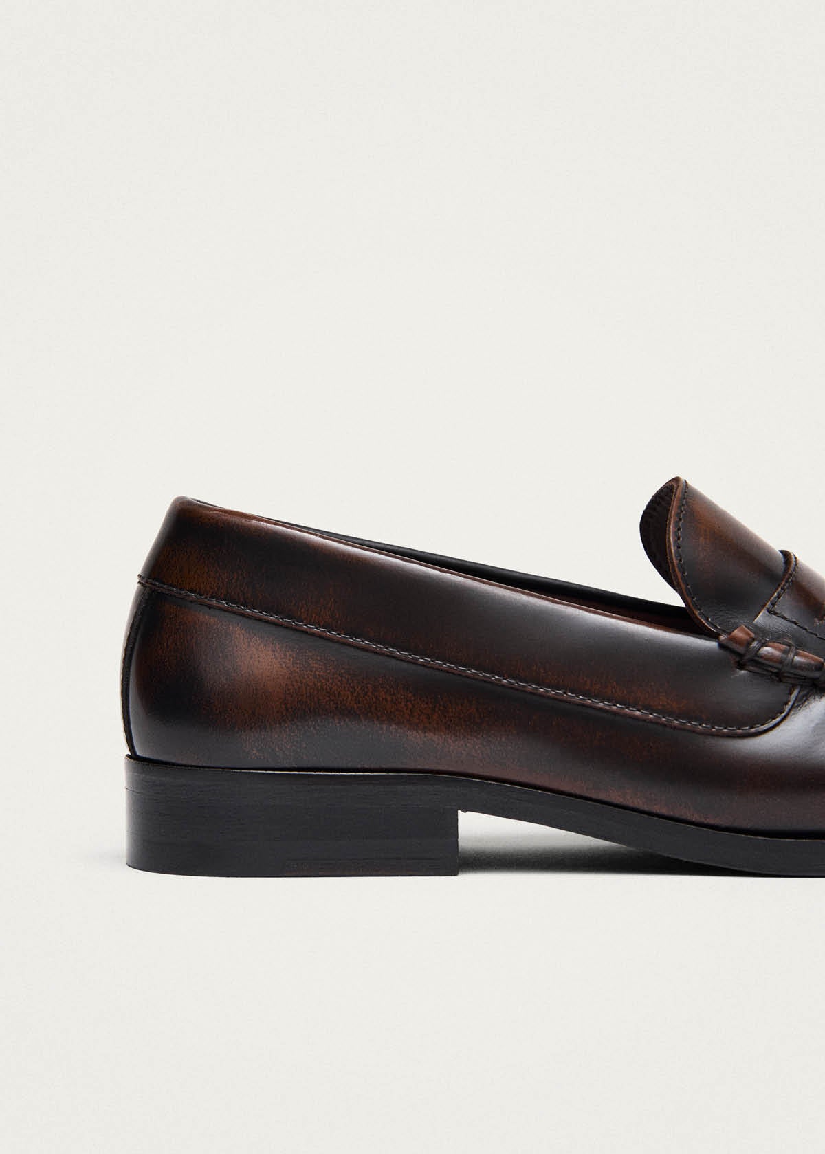 Rivet Brushed Coffee Brown Leather Loafers - Image 7