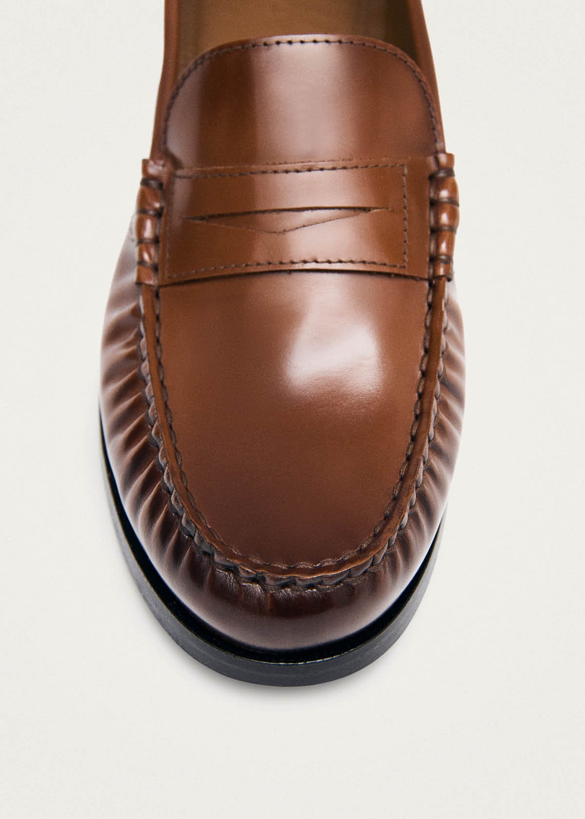 Rivet Brushed Tan Leather Loafers - Image 7