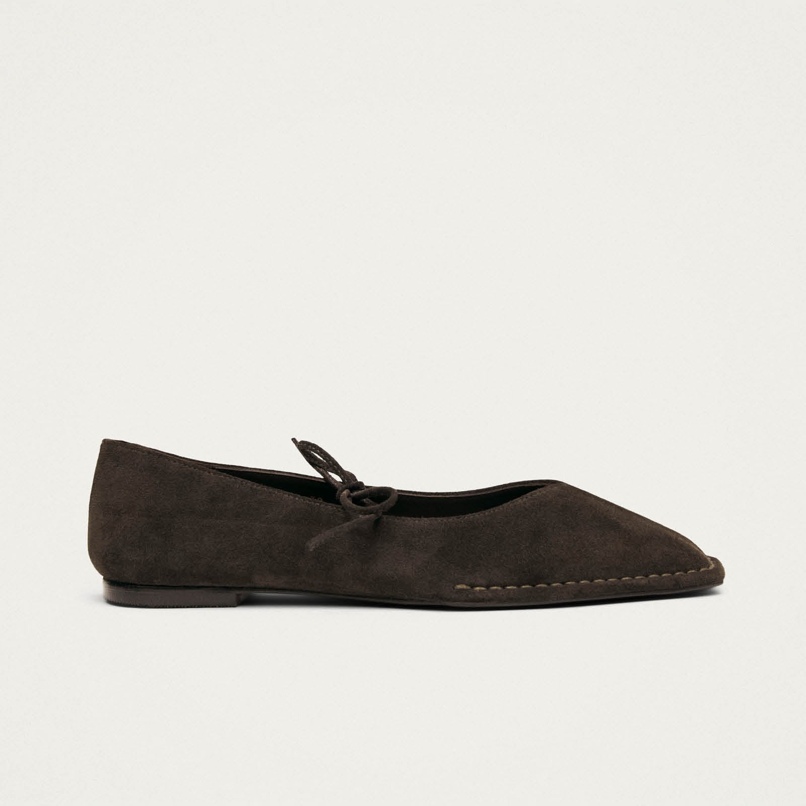 Sway Suede Coffee Brown Leather Ballet Flats - Image 3
