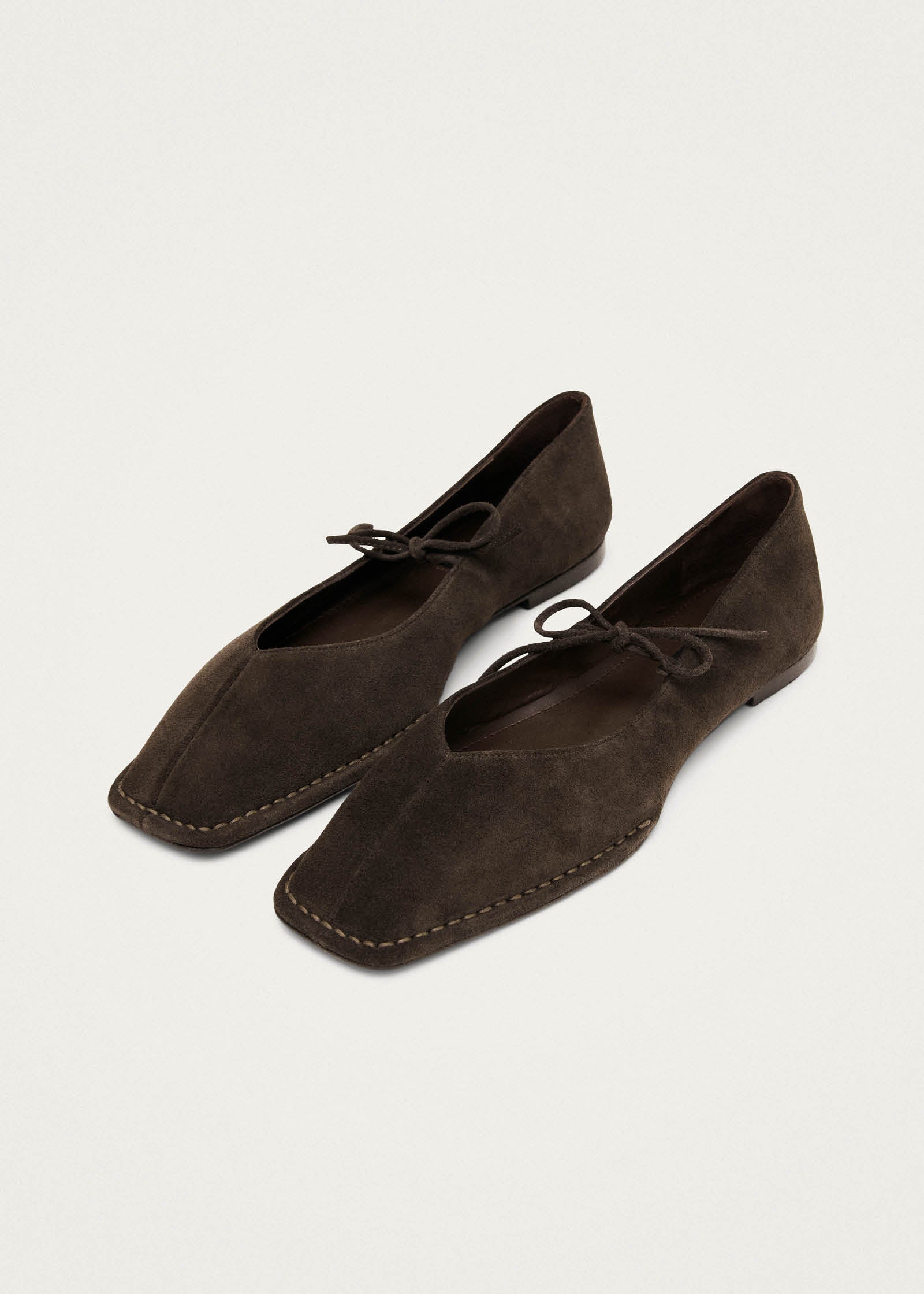 Sway Suede Coffee Brown Leather Ballet Flats - Image 5