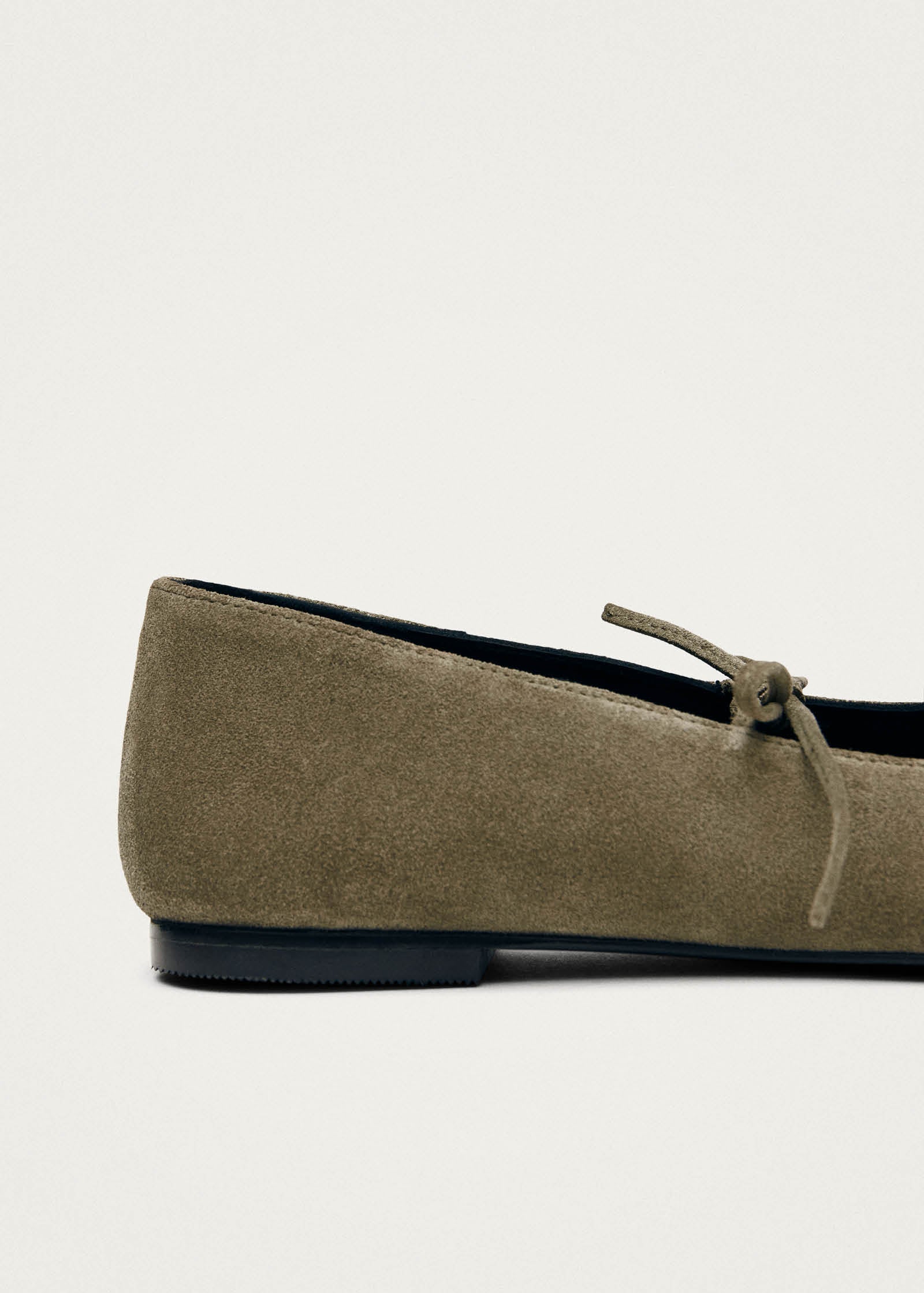 Sway Suede Khaki Leather Ballet Flats - Image 8