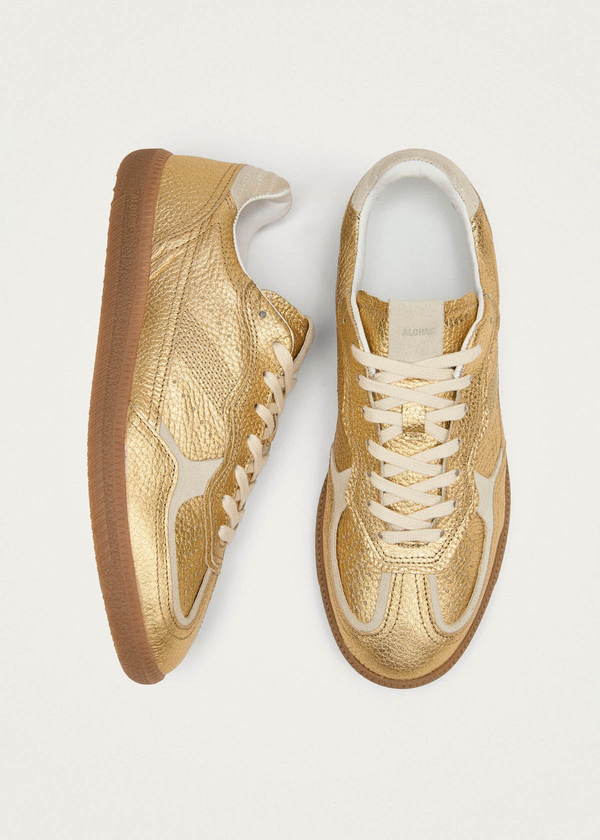 Tb.490 Grain Shimmer Gold & Cream Leather Sneakers - Image 7