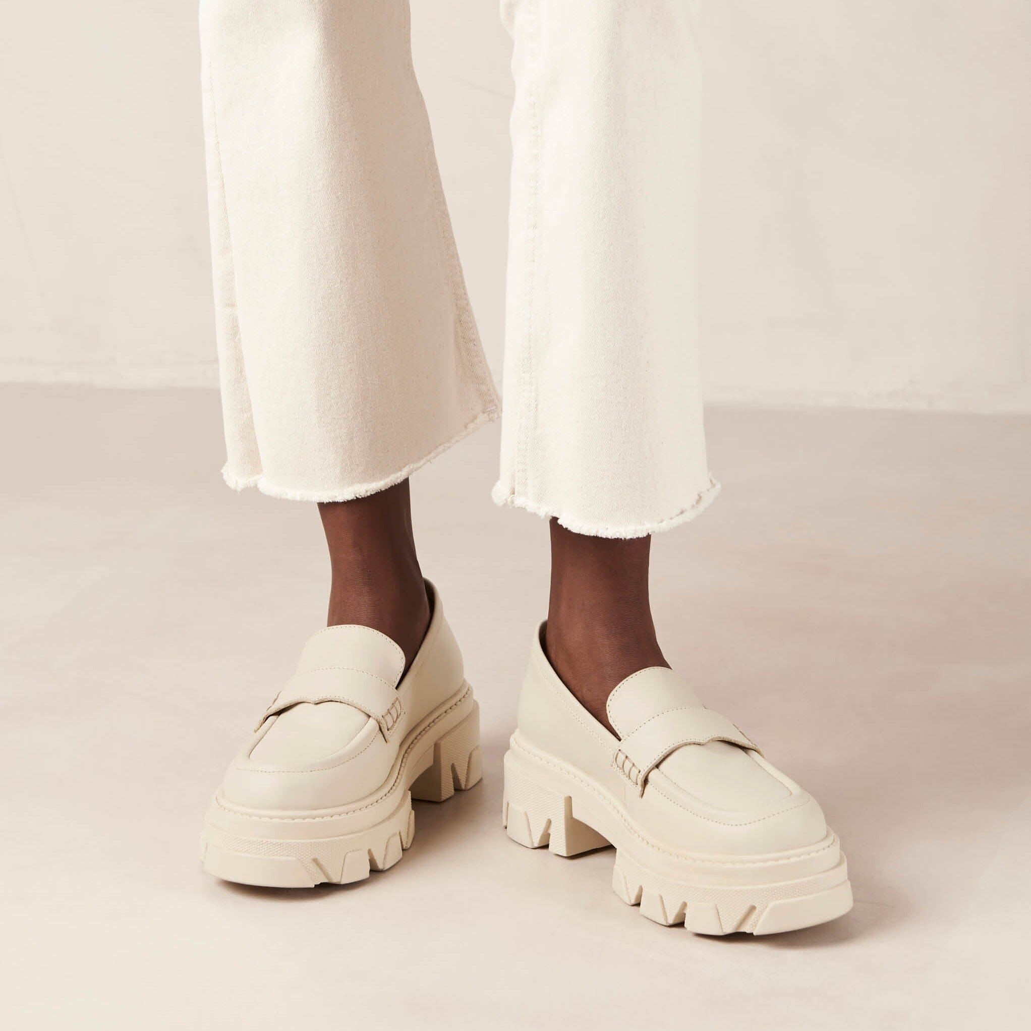 Trailblazer Cream Leather Loafers - Image 2