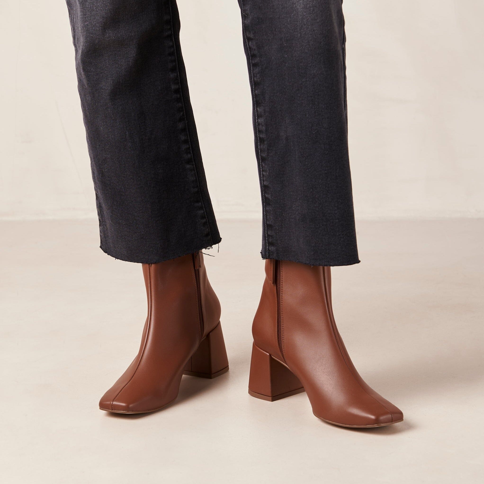 Watercolor Gingerbread Brown Vegan Leather Boots - Image 3