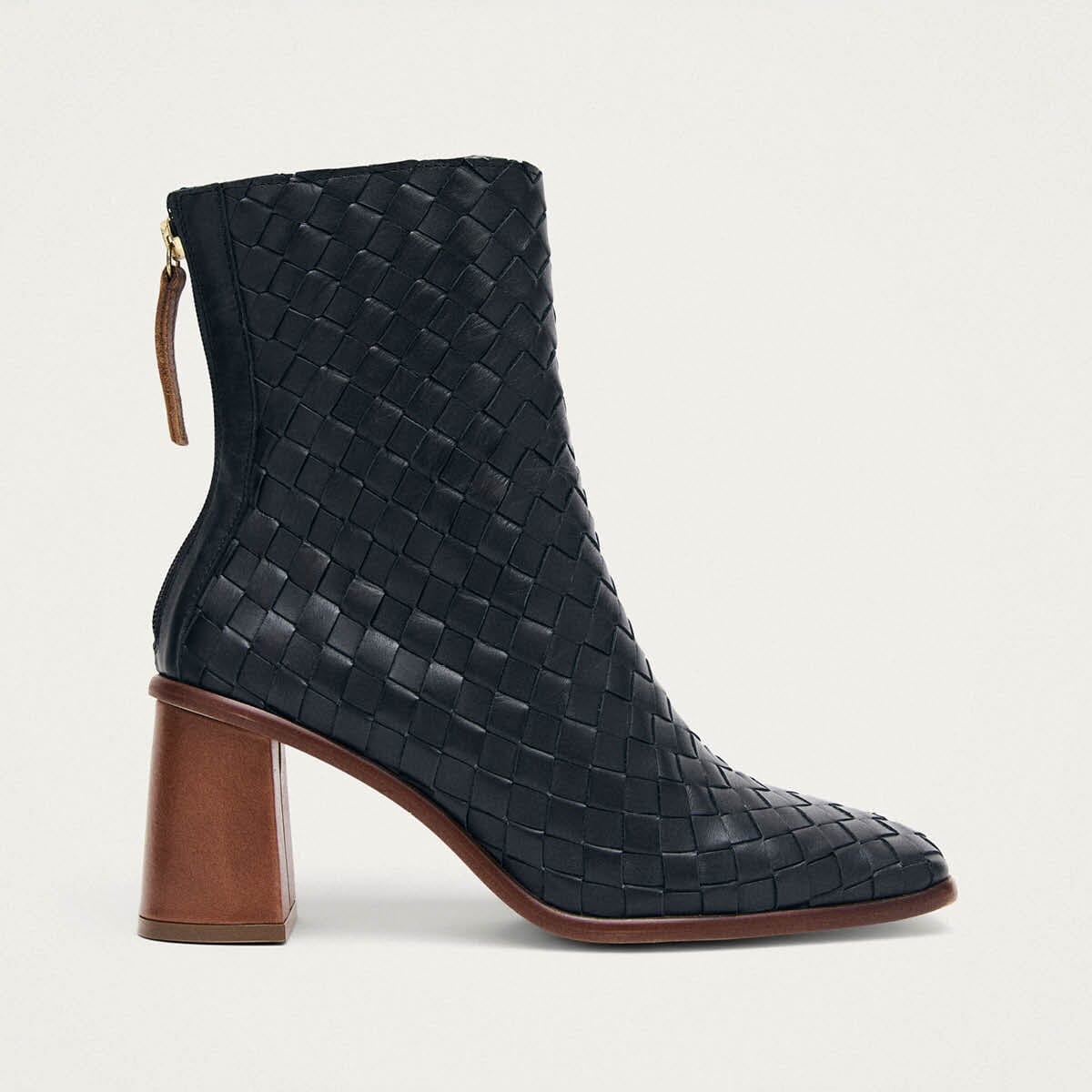 West Braided Black Leather Ankle Boots - Image 3